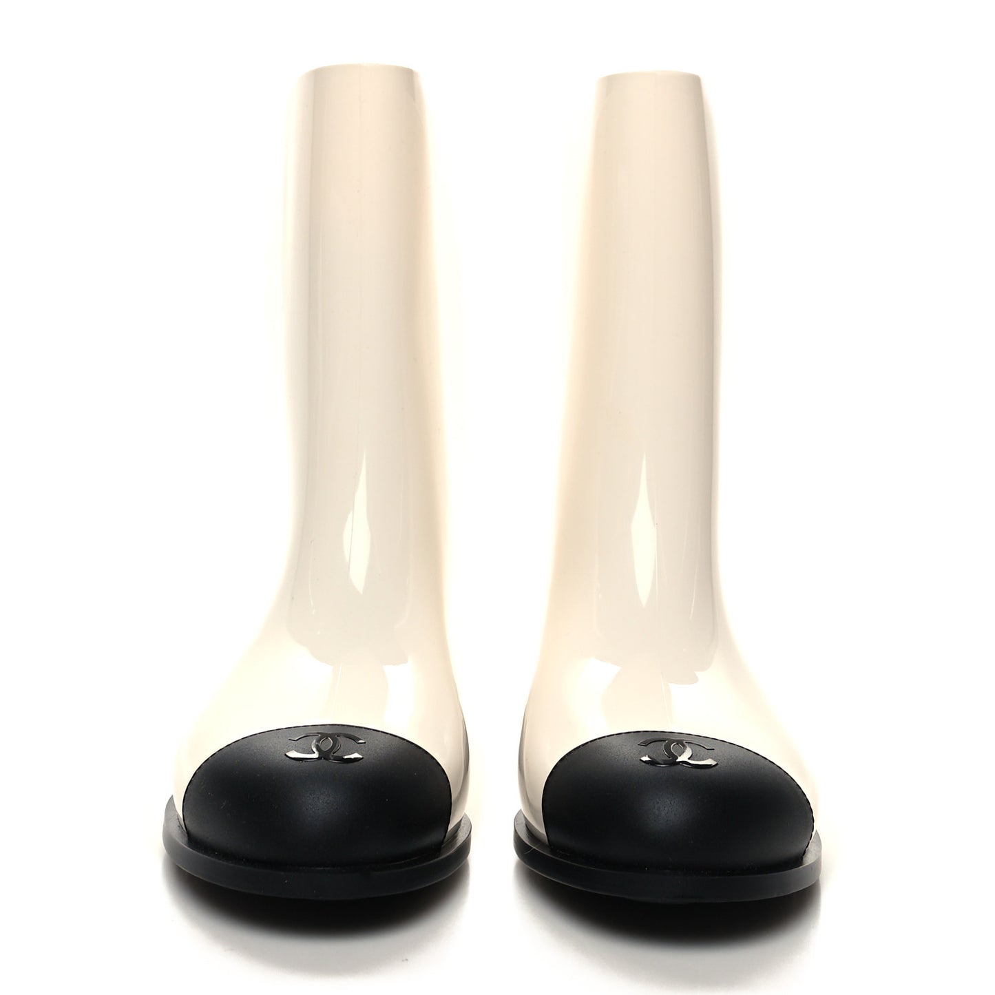 Rubber Rain Boots 39 Ivory Black