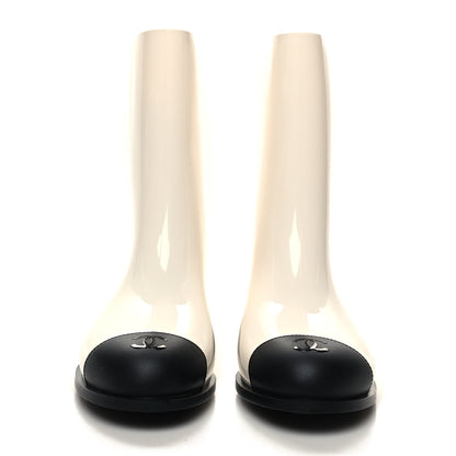 Chanel Rubber Rain Boots 39 Ivory Black 2 of 8