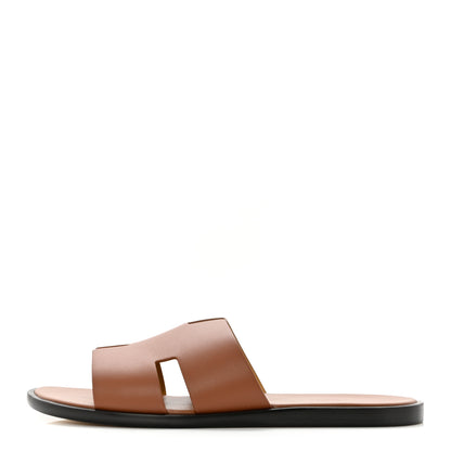 Hermes Calfskin Mens Izmir Sandals 45 Gold 1 of 9