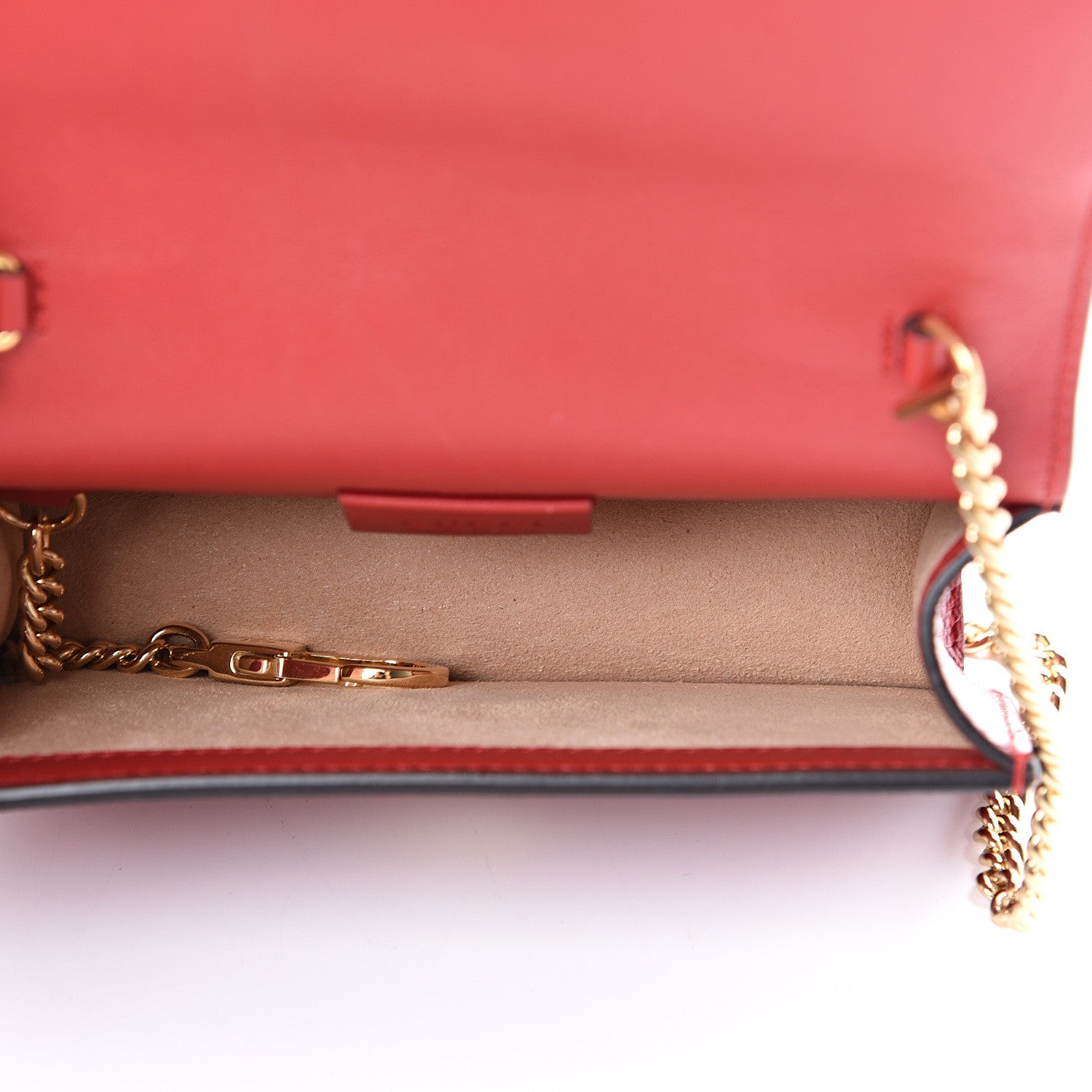 Gucci Patent Embroidered Super Mini Sylvie Chain Shoulder Bag Red 4 of 9