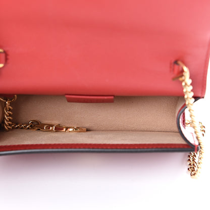 Gucci Patent Embroidered Super Mini Sylvie Chain Shoulder Bag Red 4 of 9