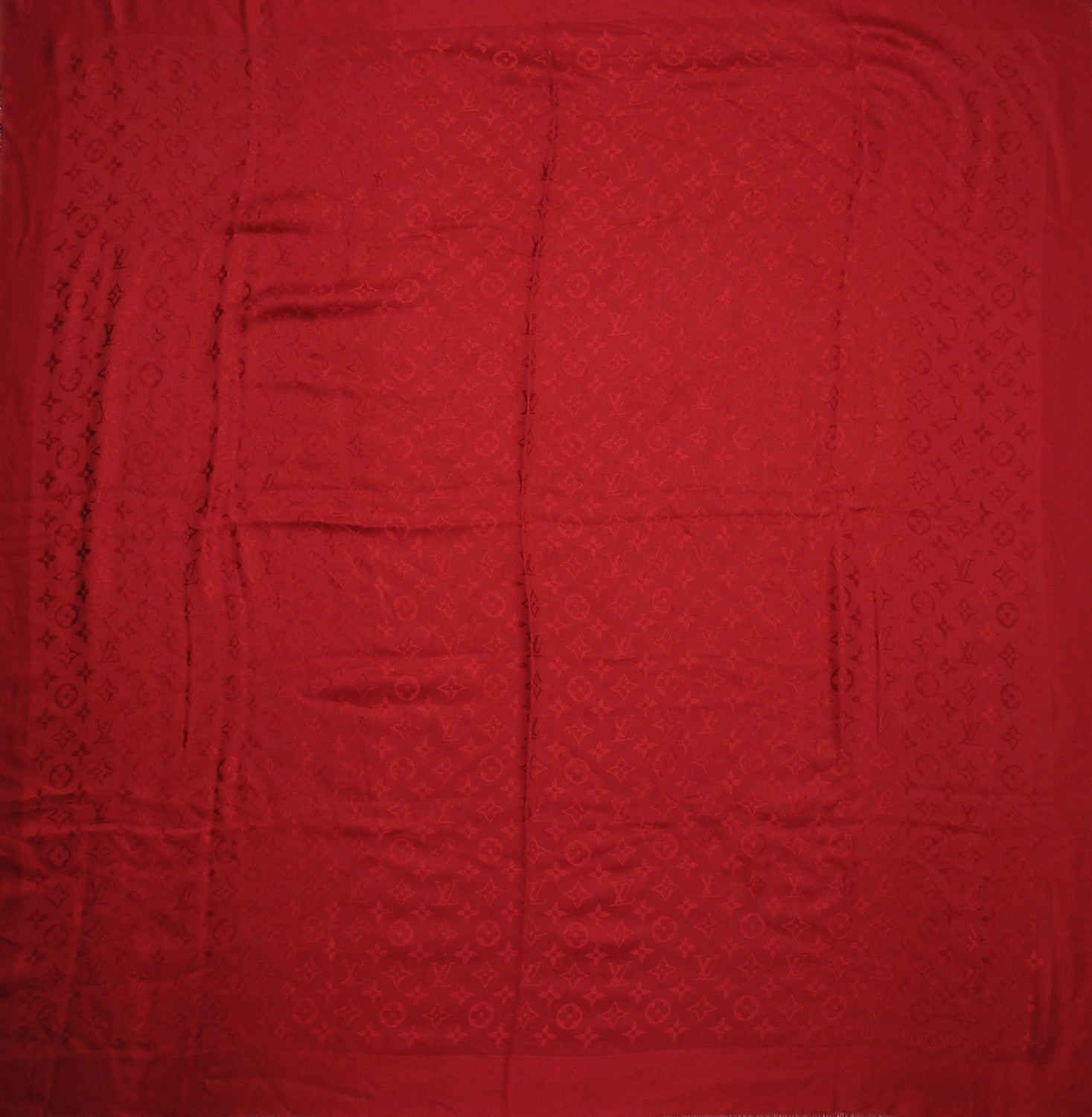 Louis Vuitton Silk Wool Monogram Shawl Pomme D'Amour 1 of 5