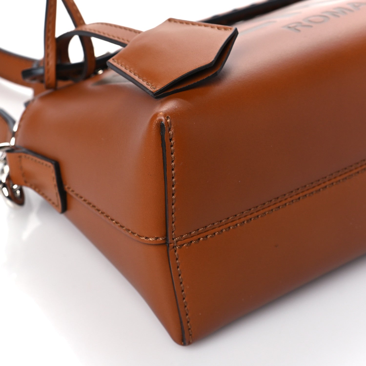 Fendi Vitello King Logo Embossed Mini By The Way Boston Bag Cuoio 9 of 10
