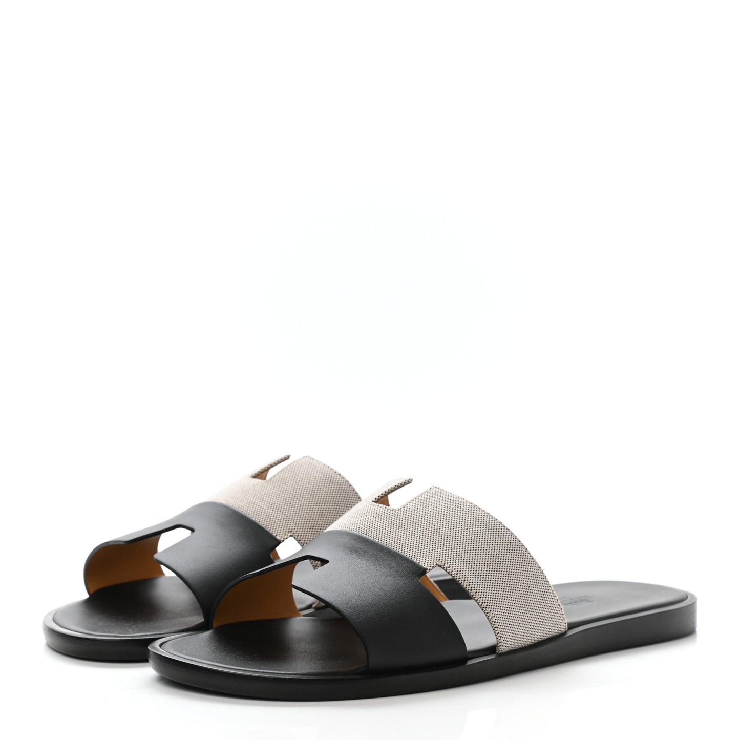 Canvas Calfskin Mens Izmir Sandals 40 Black Prunoir