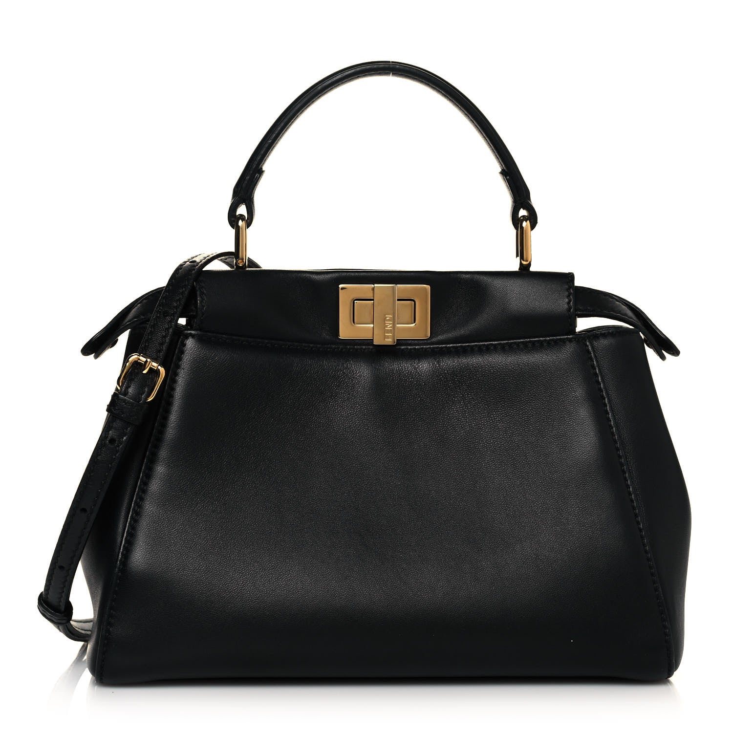 Fendi Nappa Mini Peekaboo Iconic Satchel Black 1 of 13