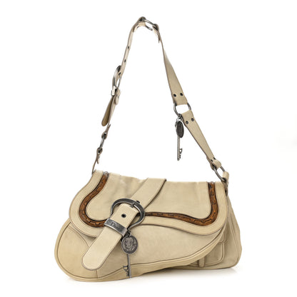 Christian Dior Calfskin Medium Gaucho Double Saddle Bag Ivory 1 of 17