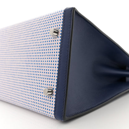 Hermes Toile Quadrille Swift Kelly Sellier 28 Bleu Saphir Mauve Sylvestre 9 of 10