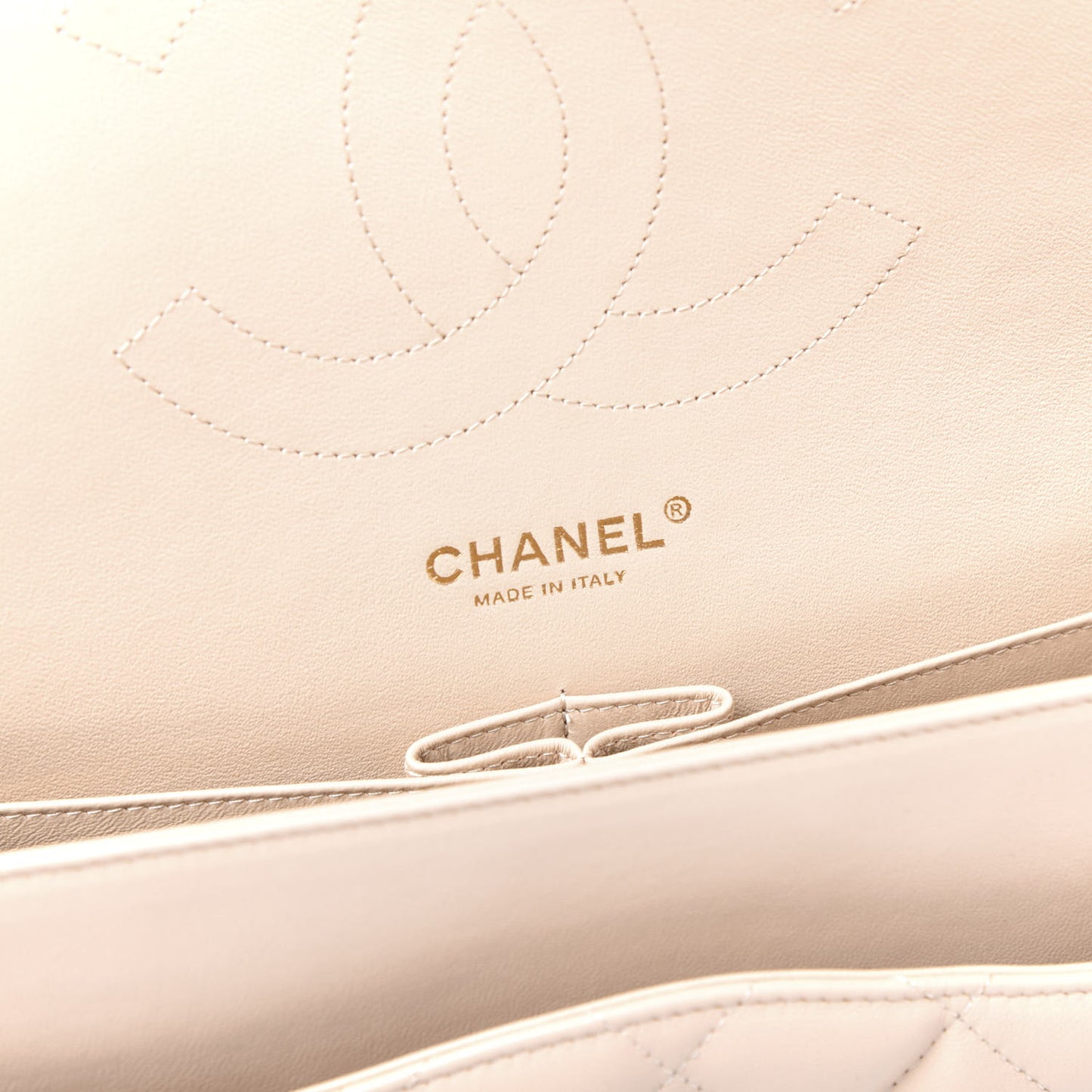 Lambskin Quilted Jumbo Double Flap Light Beige
