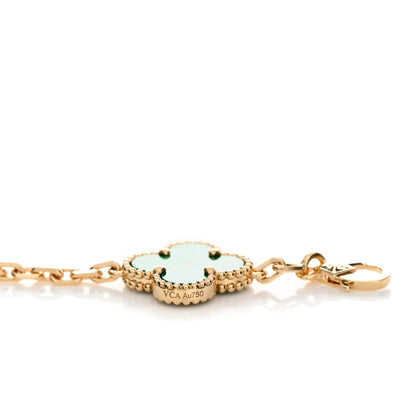 Van Cleef & Arpels 18K Yellow Gold Malachite 5 Motifs Vintage Alhambra Bracelet 3 of 5