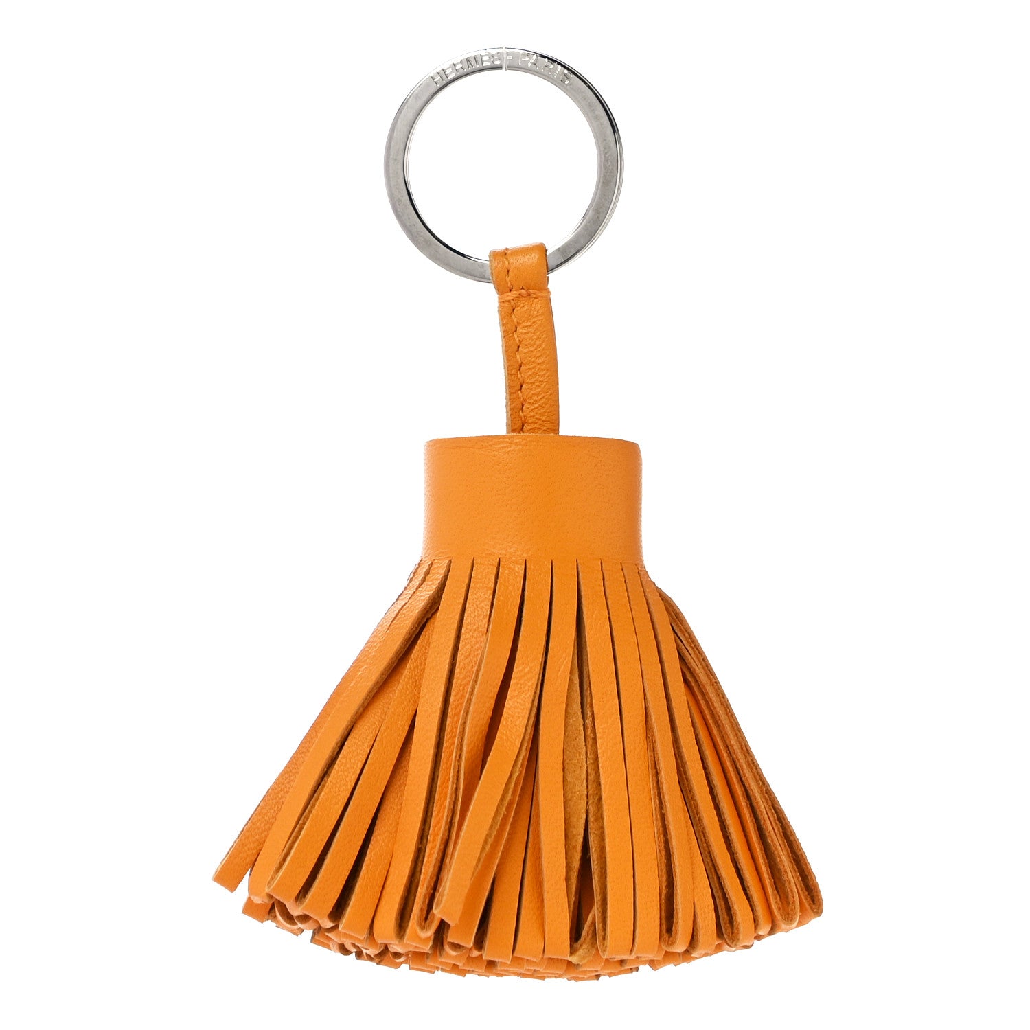 Hermes Lambskin Carmen Tassel Key Holder Jaune D'Or 1 of 5