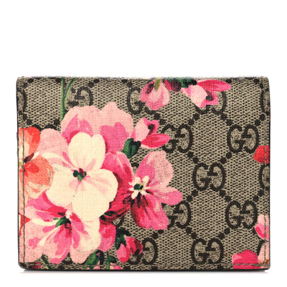 Gucci GG Supreme Monogram Blooms Card Case Beige Multicolor Dry Rose 1 of 12