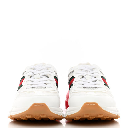 Gucci Lavaredo Eco Fabric Mesh Web Mens Rhyton Reflective Sneakers 8 Great White Green Red Silver 2 of 15