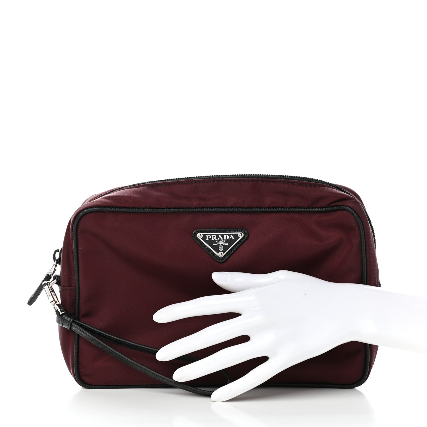 Tessuto Nylon Saffiano Wristlet Granato