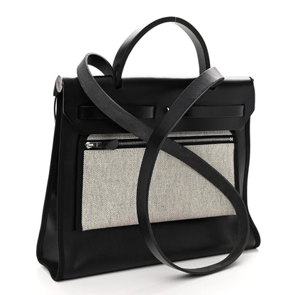 Hermes Toile H Berline Vache Hunter Herbag Zip PM 31 Black Ecru 3 of 9