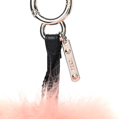 Fendi Fox Fur Shiny Nappa Striped Bi-Color Pom Pom Bag Charm Blue Pesca 3 of 4