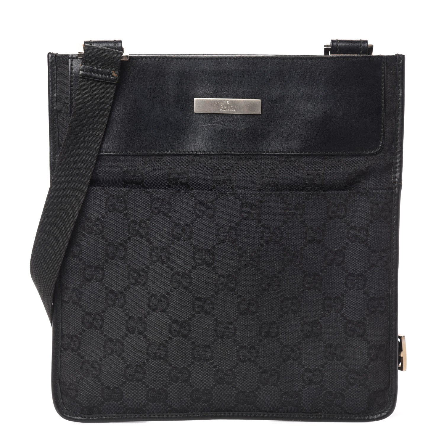 Gucci GG Monogram Messenger Crossbody Bag Black 1 of 11