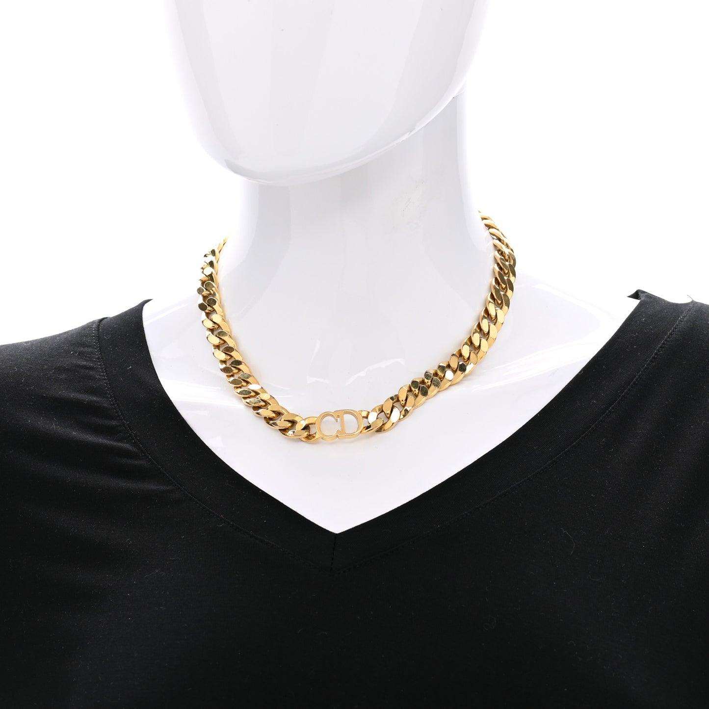 Metal CD Choker Necklace Gold