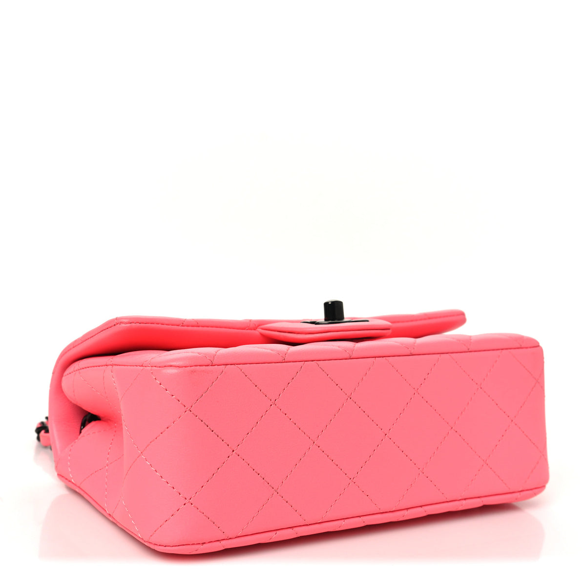 Lambskin Quilted Mini Rectangular Flap Coral Pink