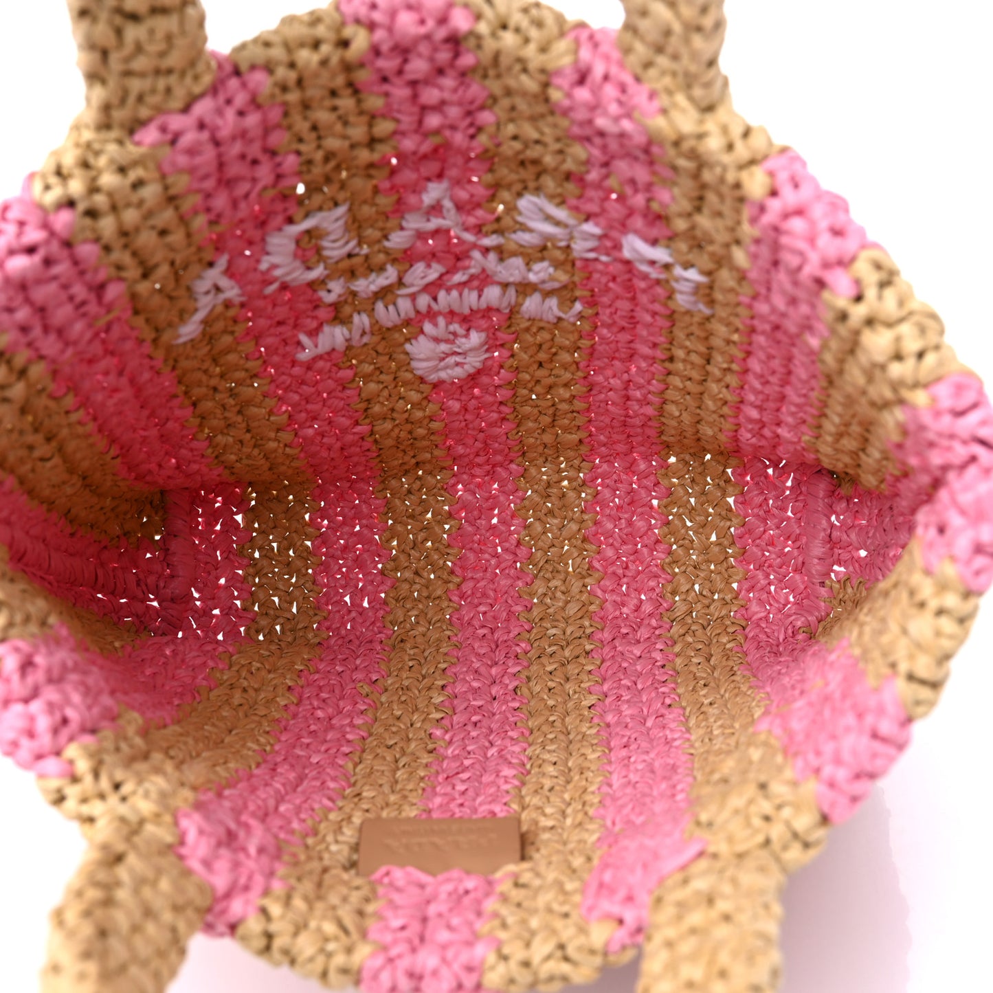 Yarn Raffia Effect Crochet Striped Small Logo Tote Naturale Petalo