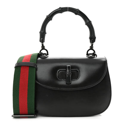 Gucci Boarded Dyana Lux Calfskin Web Monochrome Small Bamboo 1947 Top Handle Bag Black 2 of 12