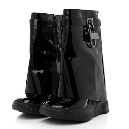 Givenchy Patent Shark Lock Biker Ankle Boots 37 Black 4 of 8