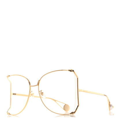 Gucci Metal Oversized Round Sunglasses GG0252S Gold 1 of 7