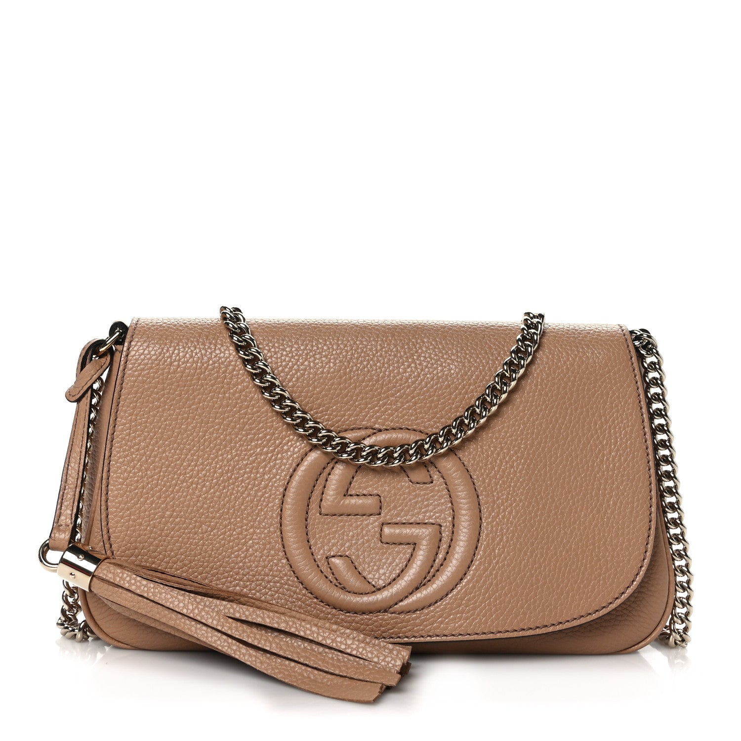Gucci Pebbled Calfskin Medium Soho Flap Crossbody Camelia 1 of 10