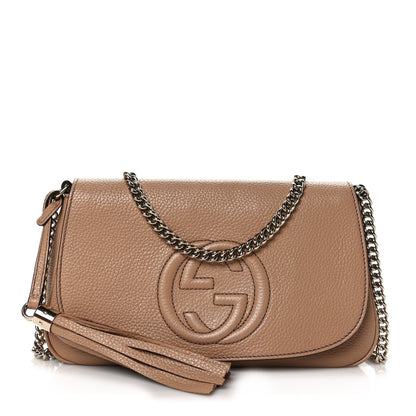 Gucci Pebbled Calfskin Medium Soho Flap Crossbody Camelia 1 of 10