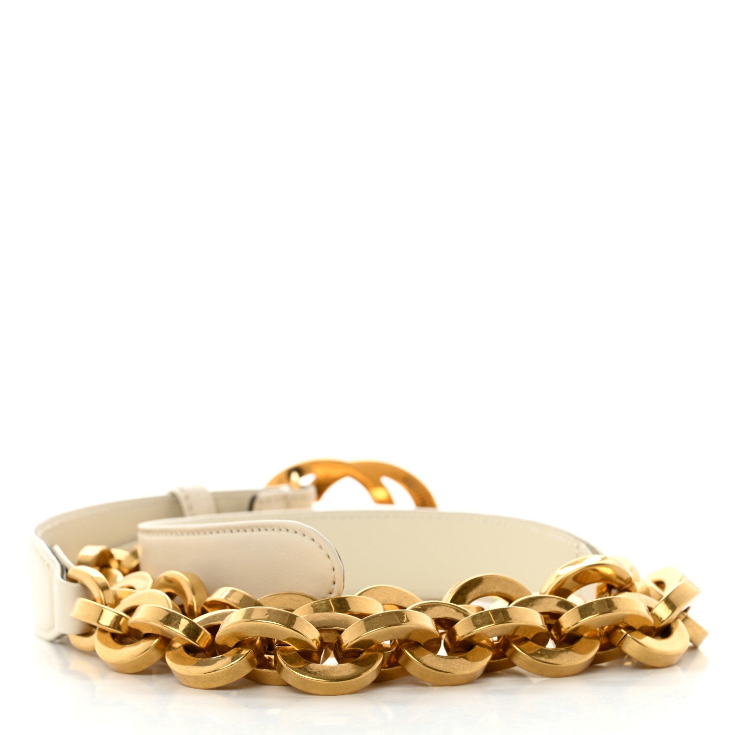 Gucci Plutone Calfskin Interlocking G 25mm Chain Belt 95 38 White 2 of 7