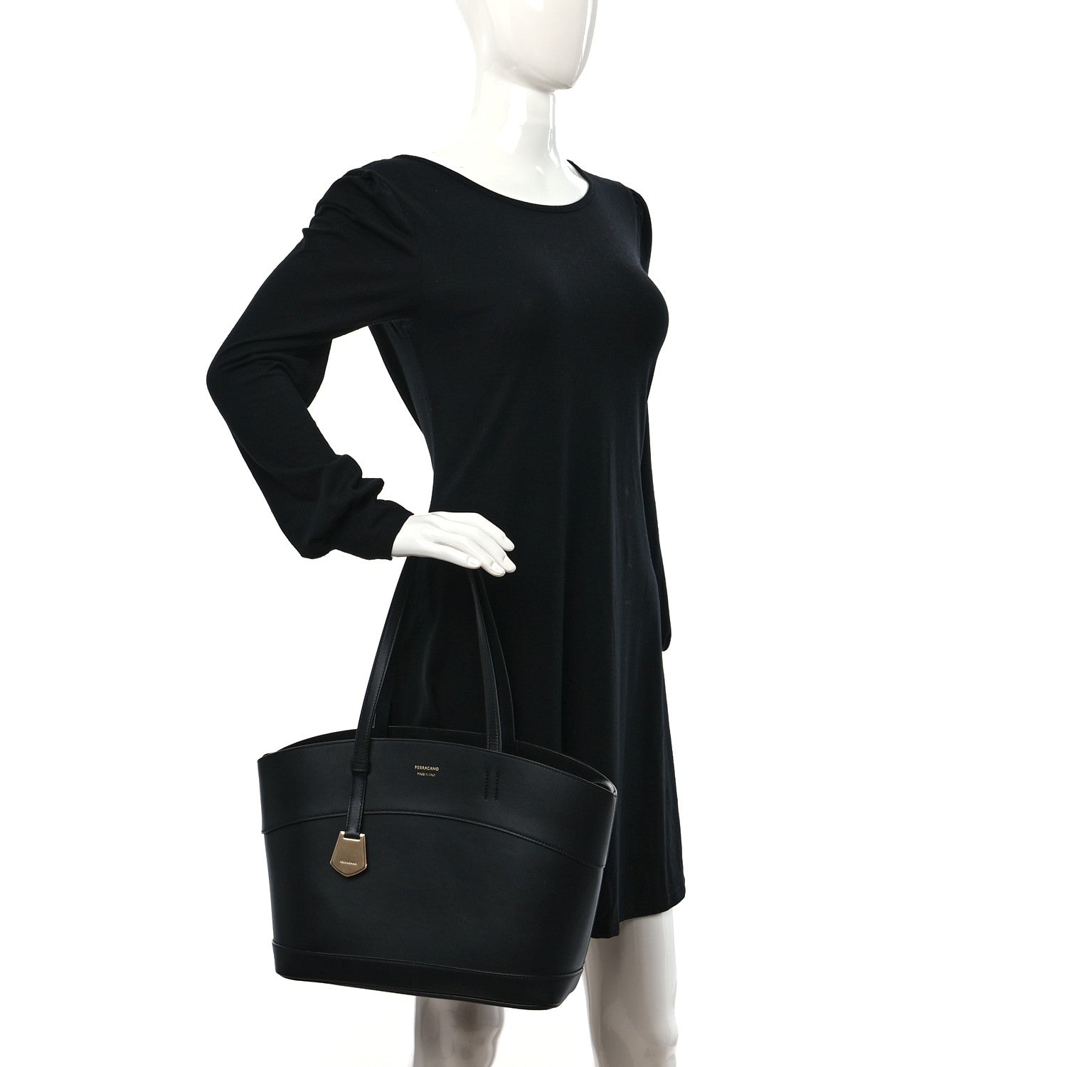 Salvatore Ferragamo Calfskin Charming Tote Black 2 of 10