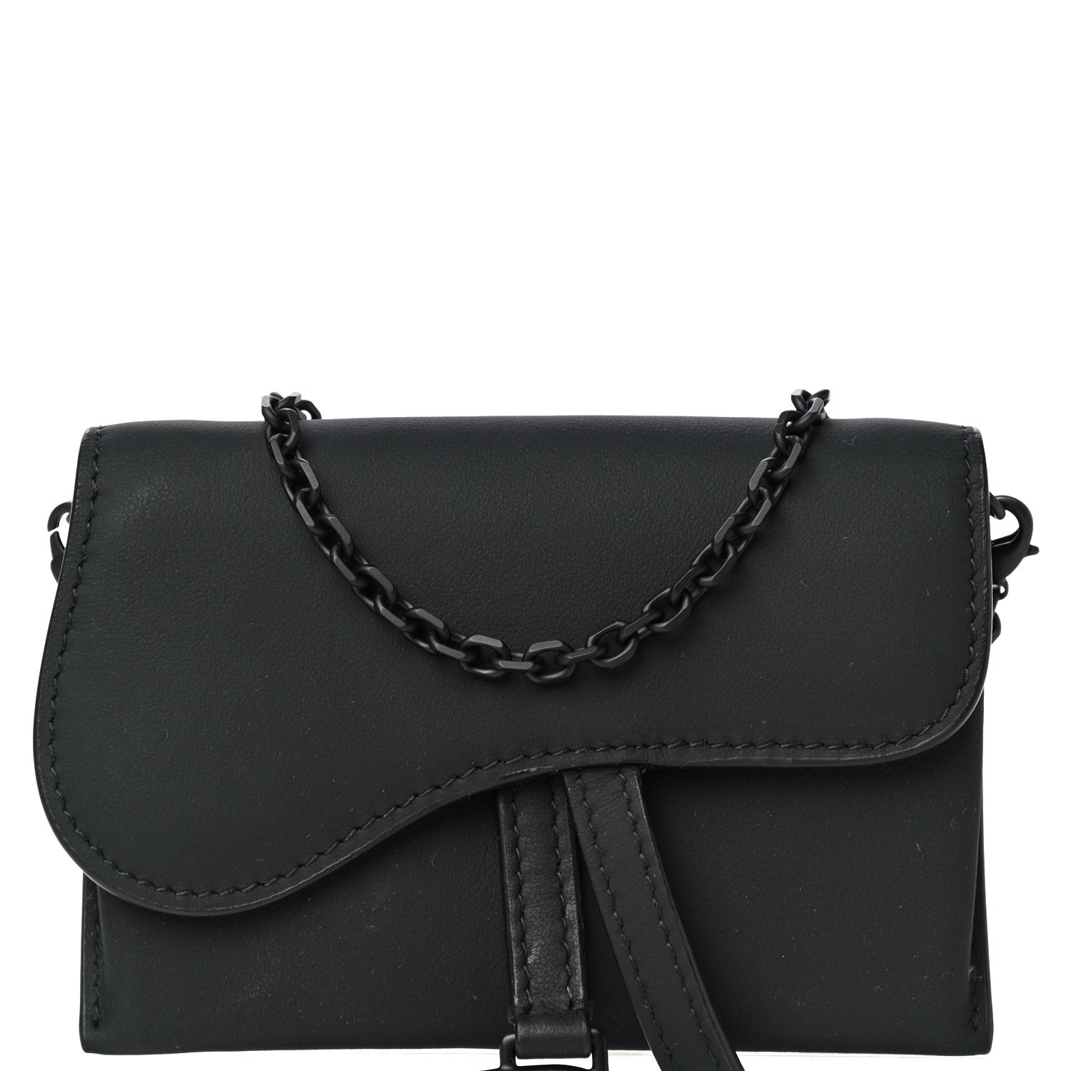 Christian Dior Ultra Matte Calfskin Nano Saddle Chain Pouch Black 7 of 10