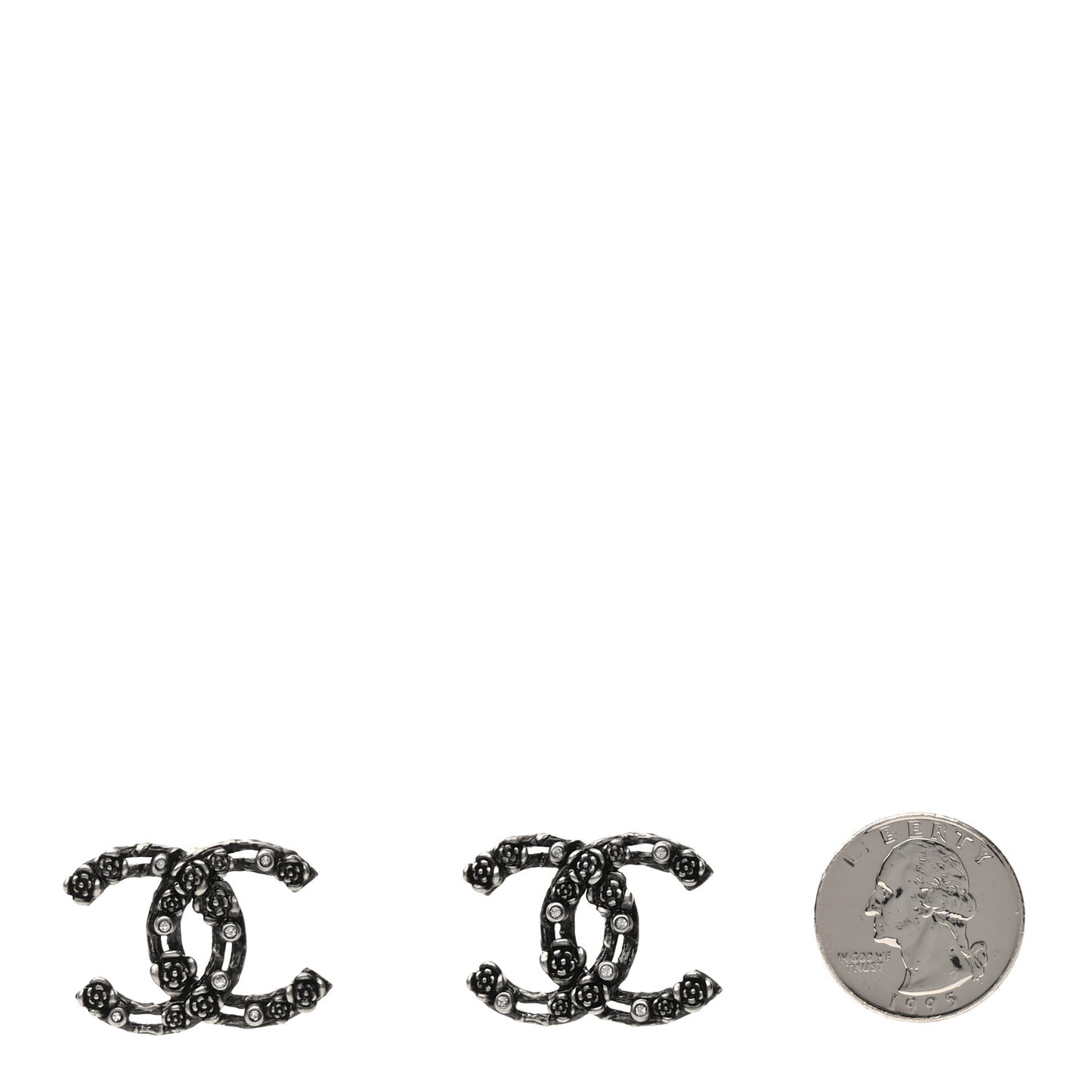 Crystal CC Camellia Earrings Ruthenium