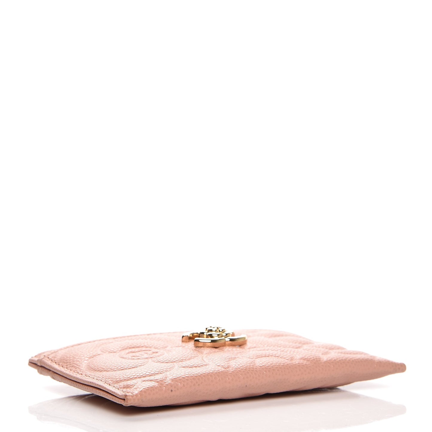 Caviar Camellia Embossed Card Holder Pink