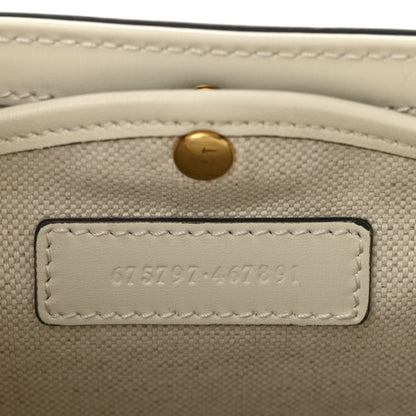 Gucci Calfskin Web Geometric Print Small Bamboo 1947 Top Handle Bag White Multi 8 of 11