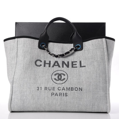Chanel Woven Straw Raffia Large Deauville Tote Grey 11 of 11