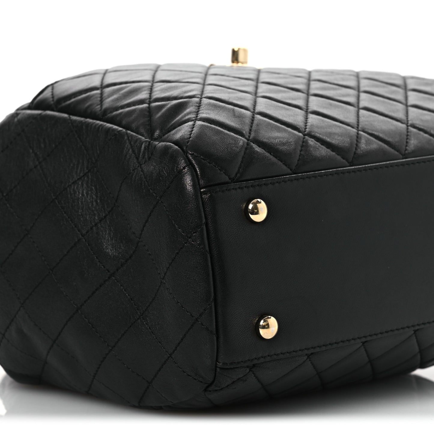 Lambskin Quilted Drawstring Bag Black