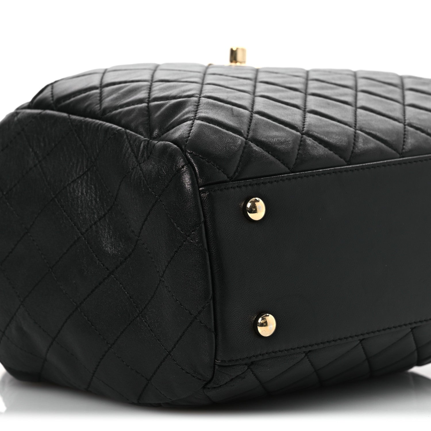 Chanel Lambskin Quilted Drawstring Bag Black 9 of 10