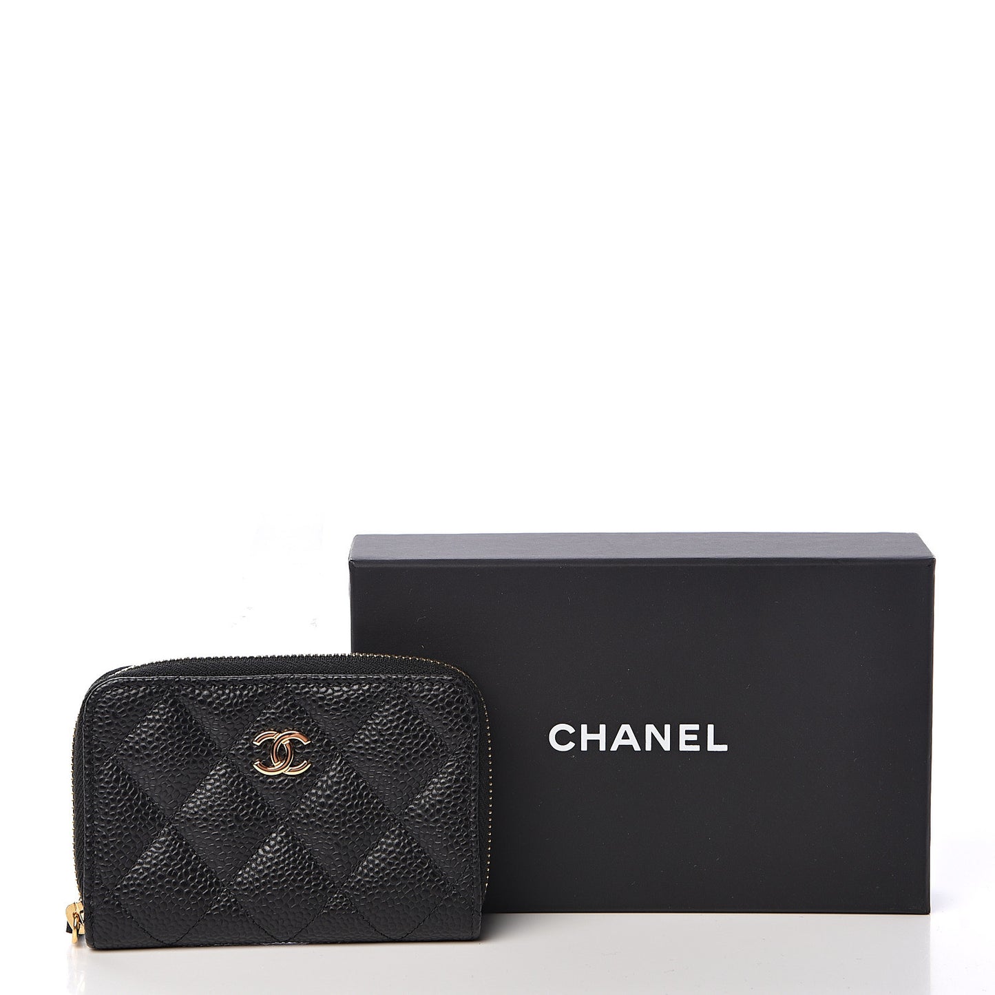 Caviar Quilted Zip Coin Purse Black