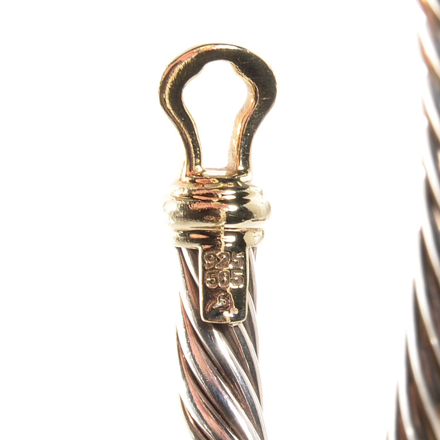 David Yurman Sterling Silver 14K Yellow Gold 7mm Cable Classic Buckle Bracelet 5 of 6
