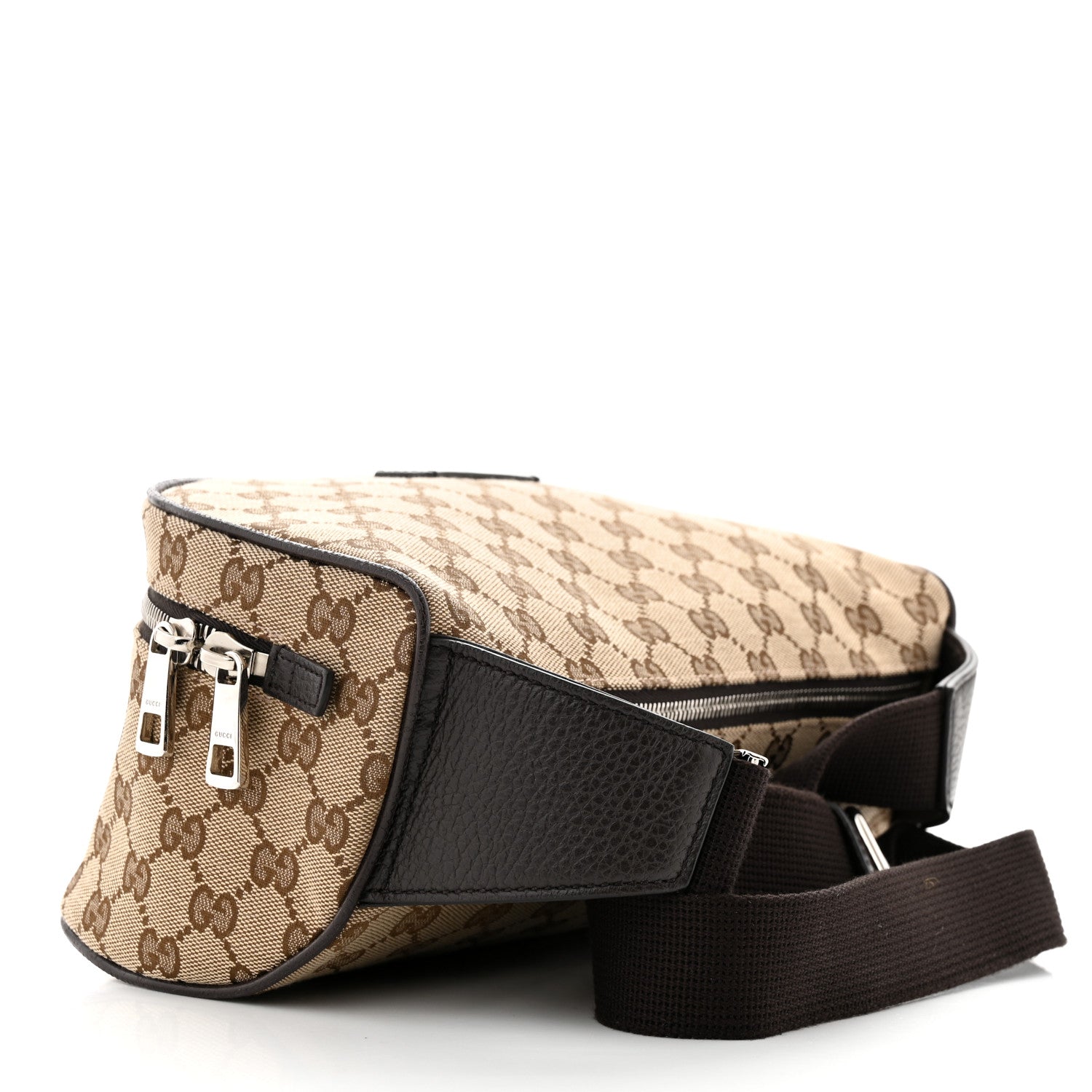 Gucci Monogram Dollar Calfskin Waist Pouch Beige Ebony Testa di Moro Marrone Scuro 3 of 10
