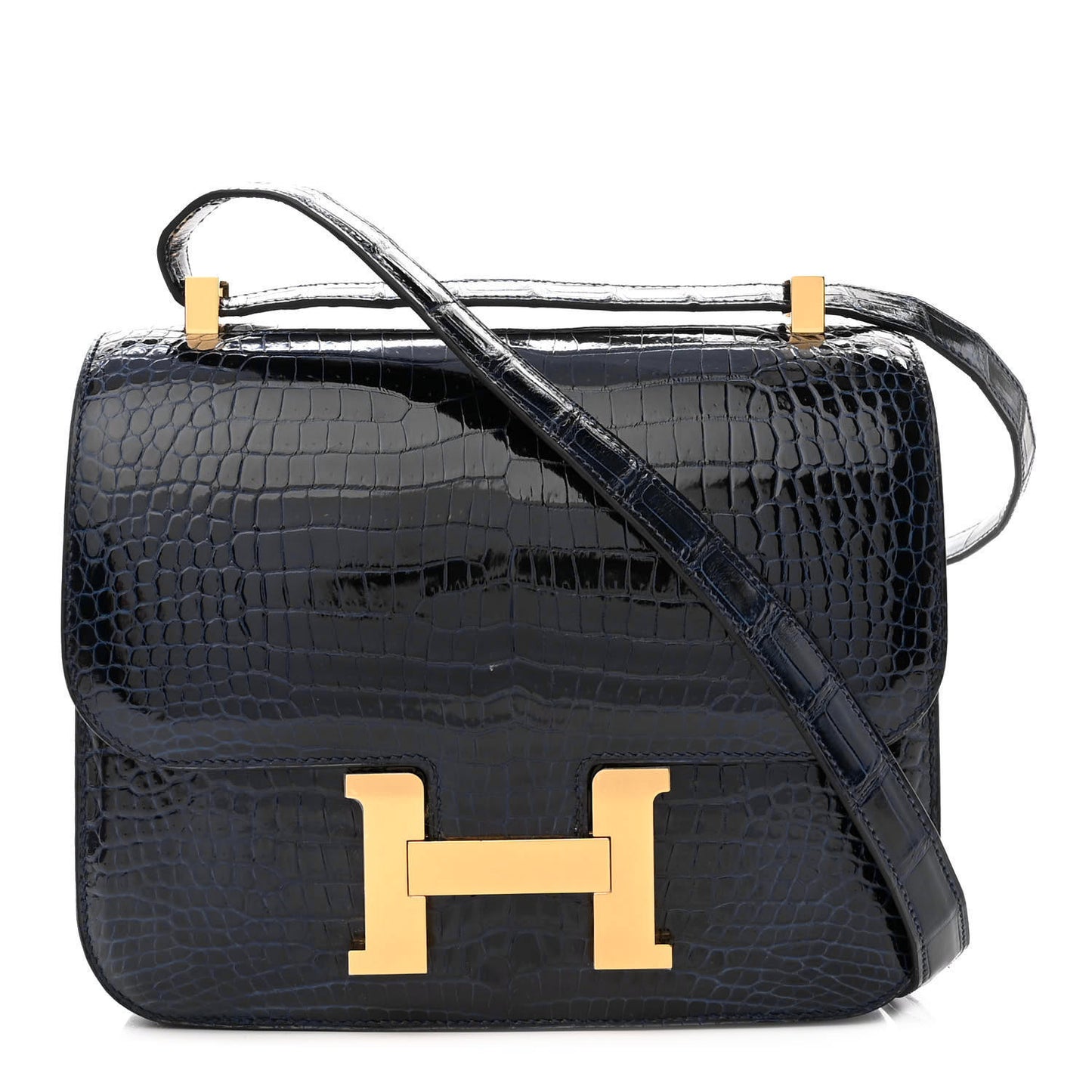 Shiny Porosus Crocodile Constance 24 Bleu Marine