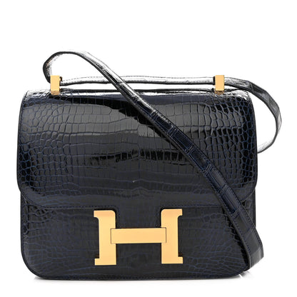 Hermes Shiny Porosus Crocodile Constance 24 Bleu Marine 1 of 11