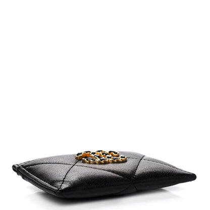 Chanel Shiny Goatskin Quilted Chanel 19 Card Holder Black 4 of 9