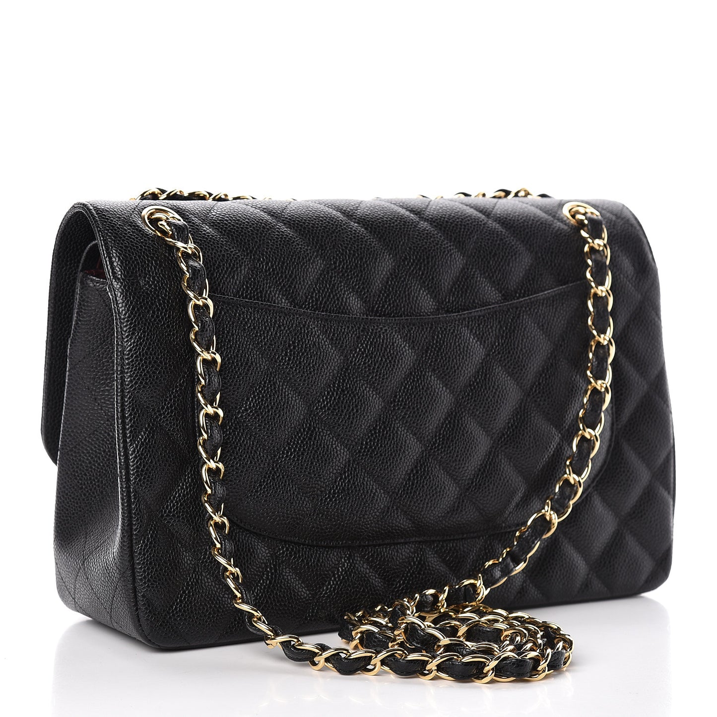 Caviar Quilted Jumbo Double Flap Black