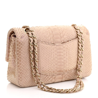 Chanel Metallic Snakeskin Medium Double Flap Pink 3 of 15