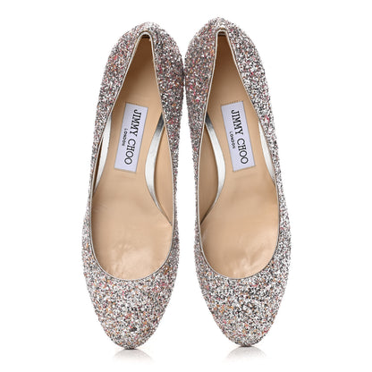 Jimmy Choo Coarse Glitter Calfskin Billie 85 Pump 38.5 Metallic 5 of 10