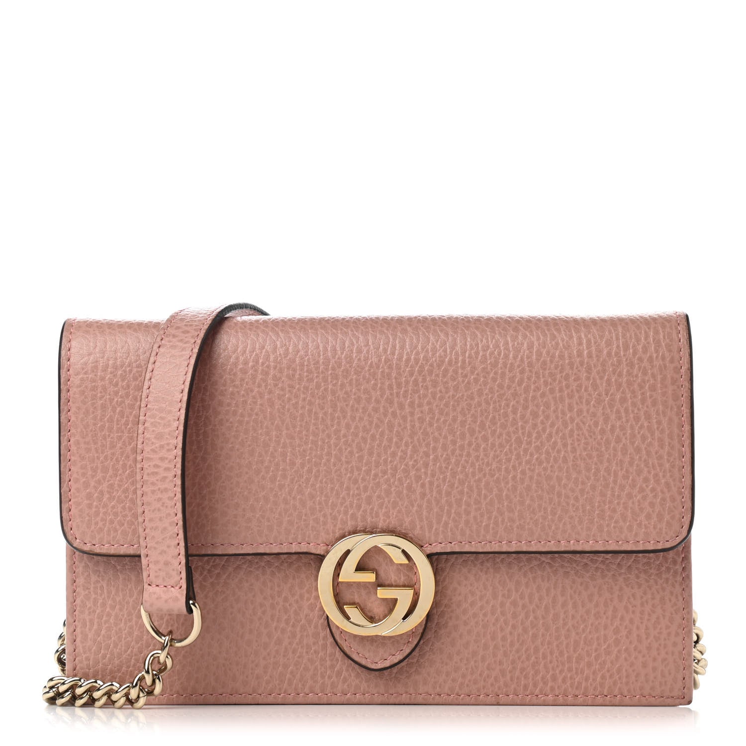 Gucci Dollar Calfskin Interlocking G Chain Wallet Soft Pink 1 of 11