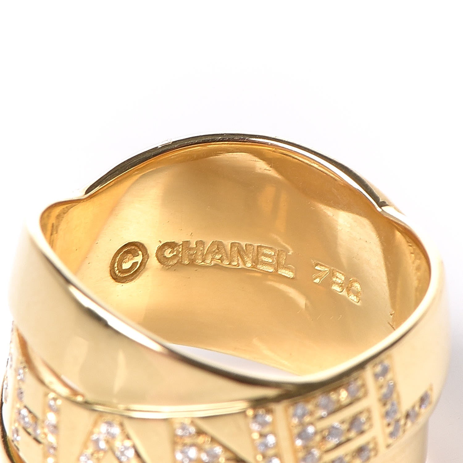 Chanel CHANEL18K Yellow Gold Diamond Bolduc Ring 51 5.75 5 of 5