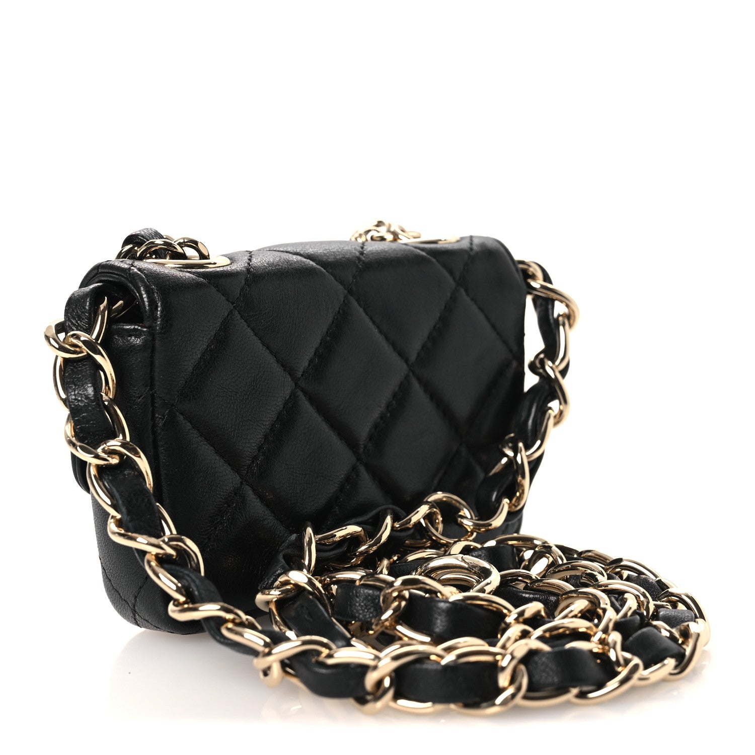 Chanel Lambskin Quilted Mini Chain Belt Bag Black 3 of 11