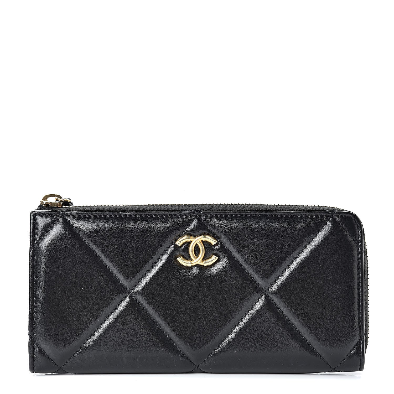 Chanel Lambskin Quilted Large Gusset Zipped Wallet Black 1 of 13